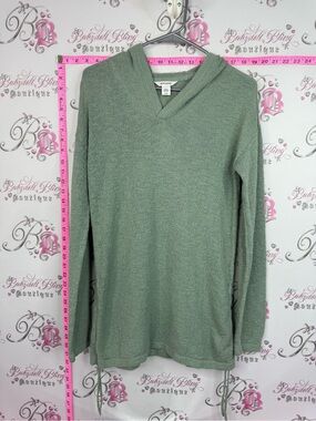 Ripzone knit hoodie sweater tie ups Cozy Hooded Knit Top in Sage Green